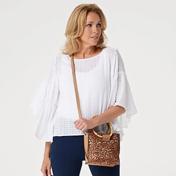 NWOT Vince Camuto Iggy Circle Handle Crossbody Natural Leopard - Picture 2 of 14